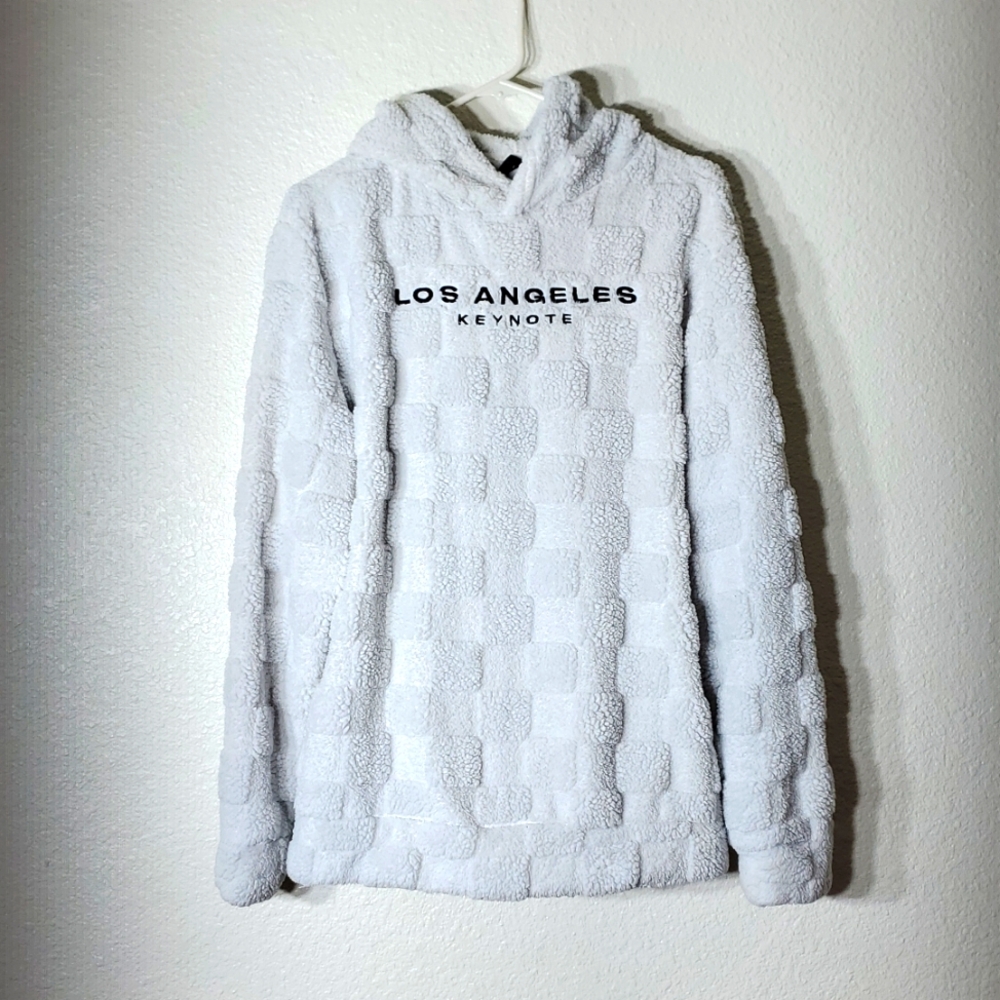 Shein Ladies Large White Fluffy Hooded Pullover